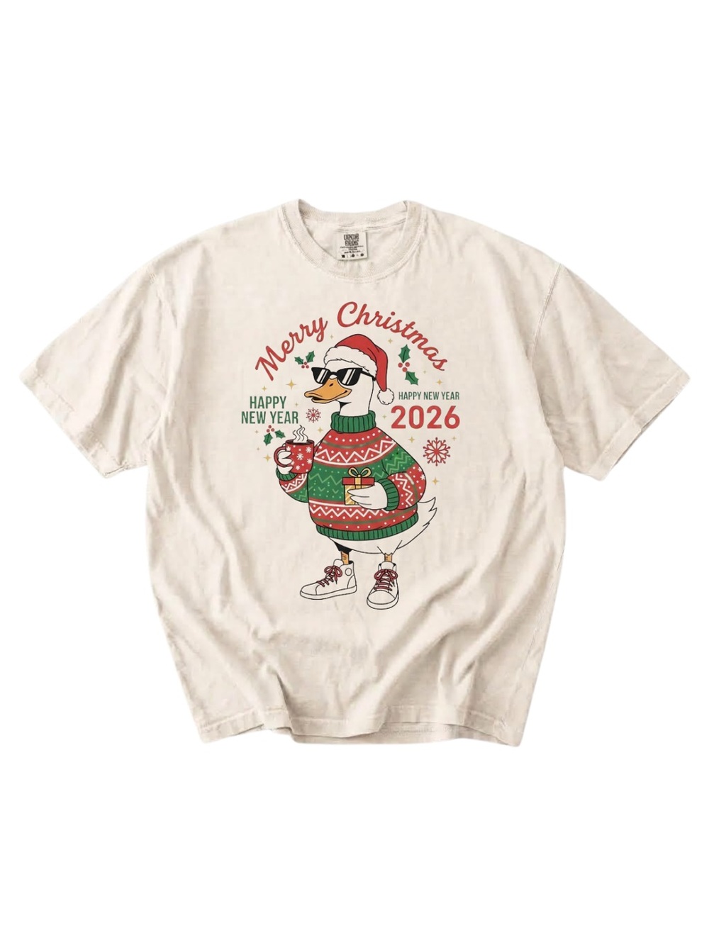 Comfort colors Merry Christmas 2026 Duck Graphic Holiday T‑Shirt - Ivory